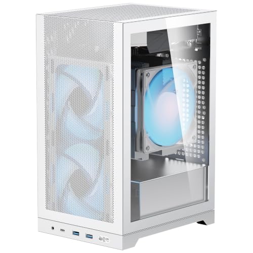Gabinete PC Shiny Snake L200 MESH 10.4 L para Mini-ITX - Portátil, Alta Ventilación, Soporta GPU de 205 mm y Cooler de 135 mm - Blanco miniatura 1
