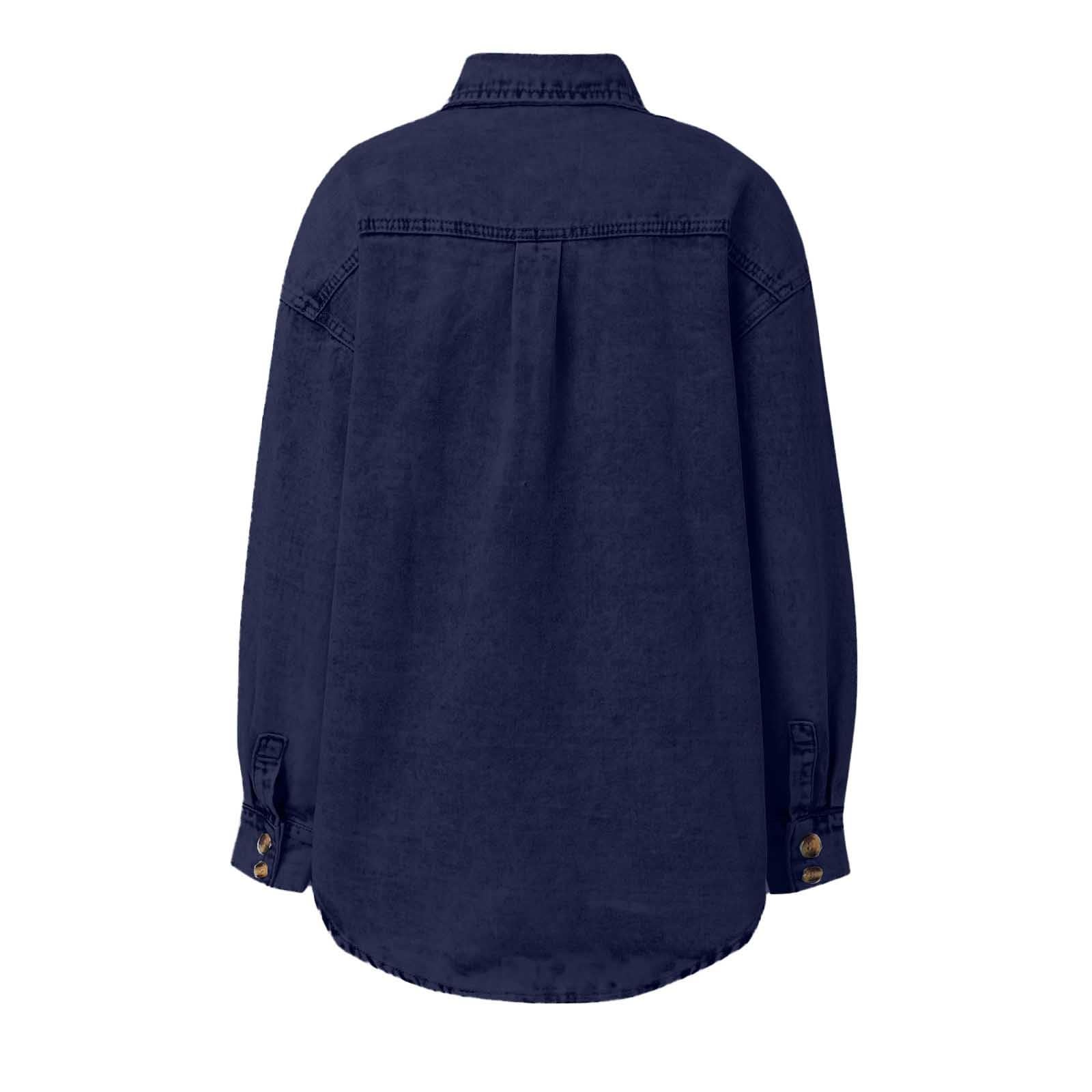 Genérico Chaquetas Vaquera Mujer,Chaqueta Vaquera De Mezclilla Con Bolsillos De Manga Larga Y Dobladillo Con Botones De TamañO Para Mujer