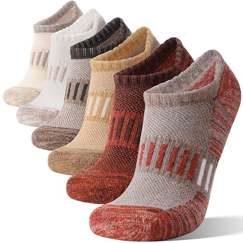 Image of Merino Wool Ankle Athletic Running No Show Socks Cushioned Breathable Sports Warm Thick Socks for Men and Women 6 Pairs