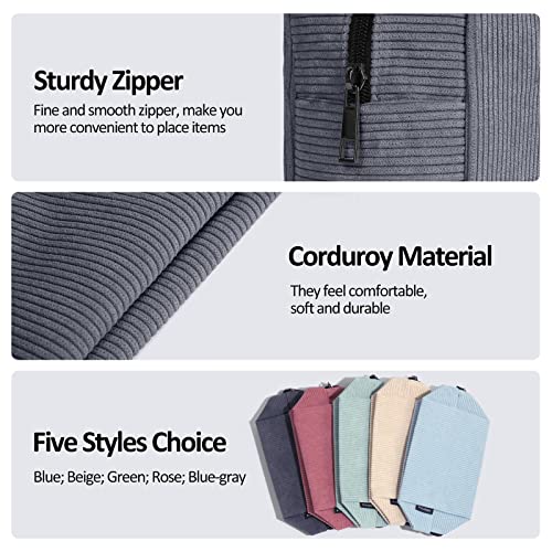 MAANGE Makeup Bag for Purse Small Cosmetic Bag Travel Makeup Pouch Corduroy Portable Versatile Zipper Pouch for Women(Gray) - Image 4