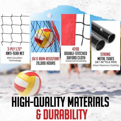 Volleyball Net, 12ft/20ft Training Set Height Adjustable, Portable Freestanding Practice for Hitting or Serving Drills, Pop up With Carry Bag for Backyard or Outdoor