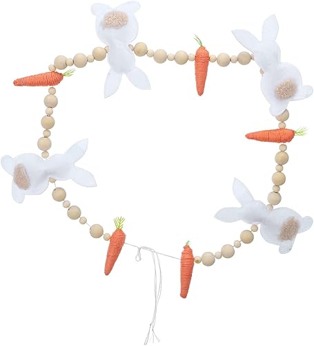 Pacoco Decoraciones cristianas de Pascua – Colgante de corona de zanahoria de conejo de Pascua, guirnalda decorativa de primavera, decoración del