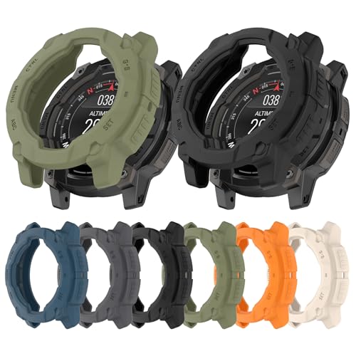 AWADUO Compatible with Garmin Instinct 3 45mm Protective Case Cover, Smartwatch Silicone TPU Protective Case Cover Shell Soft and Durable Watch Accessories(Black) by AWADUO - Image 7