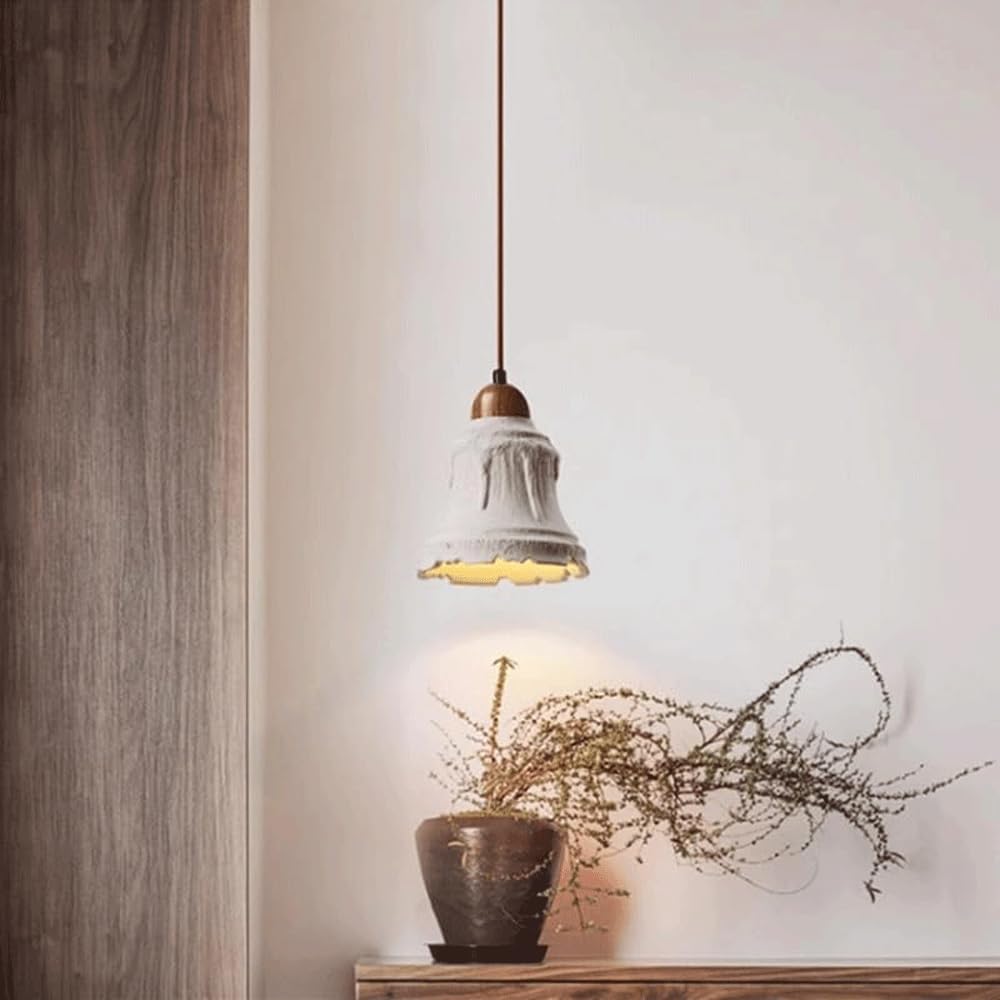 Dario in Cemento in Stile Wabi-Sabi, con Sorgente Luminosa E27, per Camera da Letto, Comodino, Sala da Pranzo, Bar, Soggiorno, Sala da tè, Studio, corridoio, da a Sospensione a Testa sin