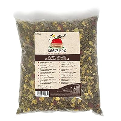 Guinea Pig Crunchy Food Grain and Veg Mix, SeedzBox Ultimate Deluxe, Natural Feed for Pets, Contains Multivitamins, Carrots, Barley and Alfalfa, High in Vitamin C, Protein and Calcium, 2.5kg Bag