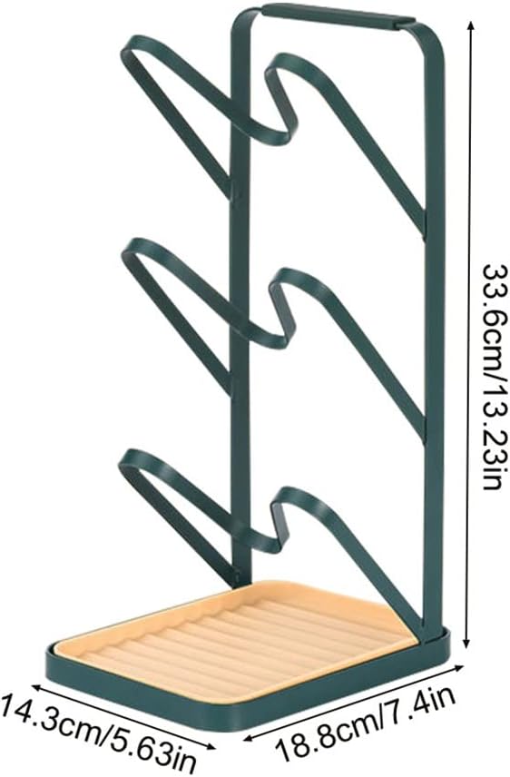 Detachable Pot Lid Stand Spoon Storage with Handle Kitchen Cabinet 3 Layer Spatula Rack for Utensils (Color : Green, Size : One Size) (Green One Size)
