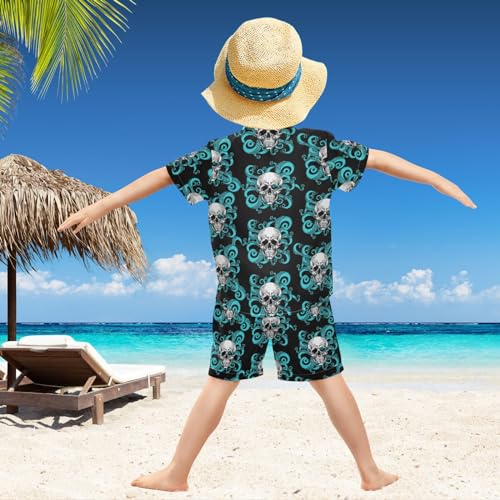 Image of visesunny Boy's 2 Pieces Shirt and Short Set Casual Shirts Short Sleeve Beach Shorts Summer Outfits for 3-10 Years Kids