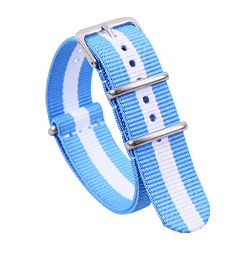 Preisvergleich Produktbild Autulet 20mm Nylon Uhrenarmband Männer Blau-Weiß-Blau2