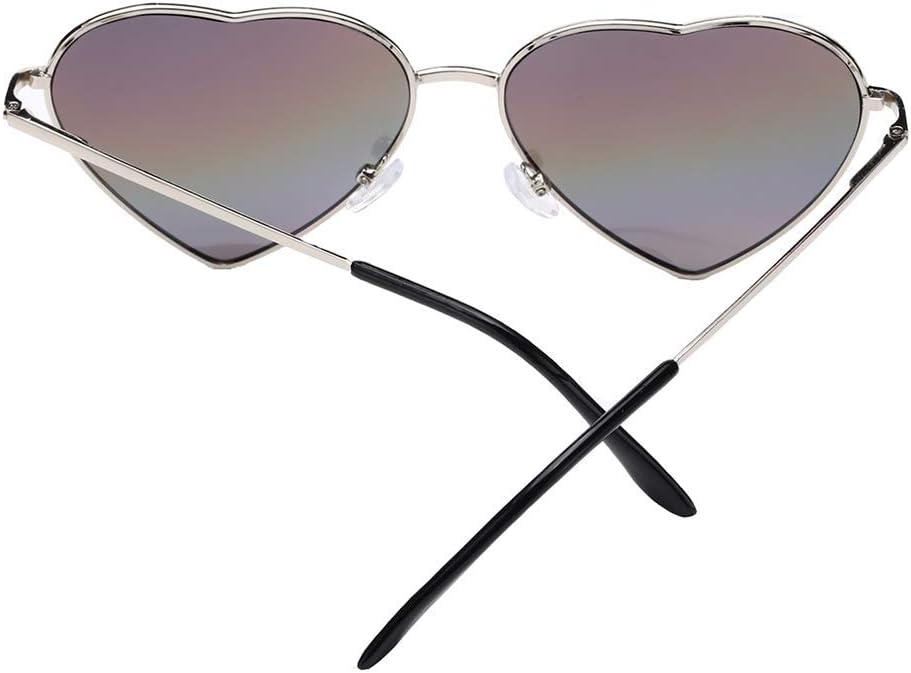Heart Sunglasses Thin Metal Frame Hippie Lovely Aviator Style Eyewear Silver Frame/Multicoloured image 4 of 5 B07CXP6DCD