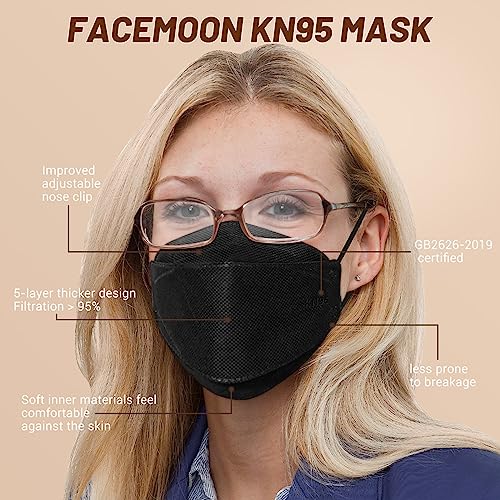 Facemoon Kn95 Face Mask Disposable Adults - 100 Pack Adjustable 5 Layer Protection Kn95 Face Mask Breathable Comfortable Respirator Kn95 Mask Individually Wrapped Women Men thumb #1