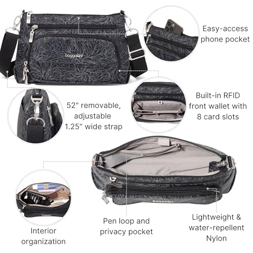 Image of Baggallini Original Everyday 11x7.5 Crossbody Bags Rfid Protected Lightweight Nylon Zippered Travel Purse