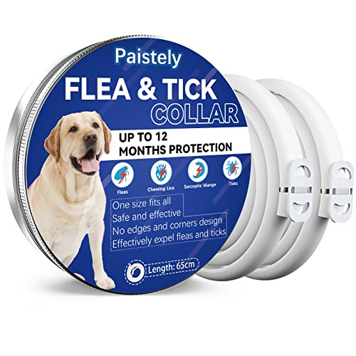 2 Pack Collare Antiparassitario Per Cani Bianco, Antipulci Sicuro Ed Efficace Composto Da Oli Essenziali Naturali Al 100%, 65cm Antizecche Per Cani Di Tutte Le Taglie