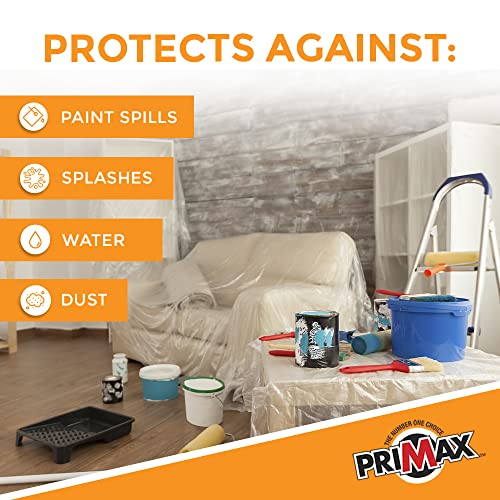Primax Plastic Painters Drop Cloth – 9X12 Feet Clear Plastic Sheeting 6 Pack – Waterproof Paint Tarp – Drop Cloth For Painting – Disposable Floor Cover - Dustproof Furniture Cover #TOP2