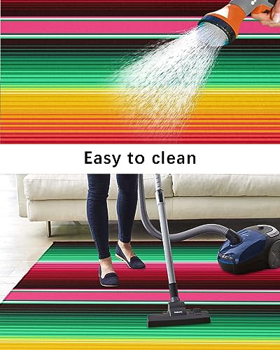 Tapete de palha de plástico à prova d'água de 1,8 x 2,5 m, boêmio, para ambientes externos, listras