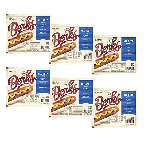 Berks All Beef Hot Dogs Value Pack 8 per Pack (Pack of 6), Gluten-free