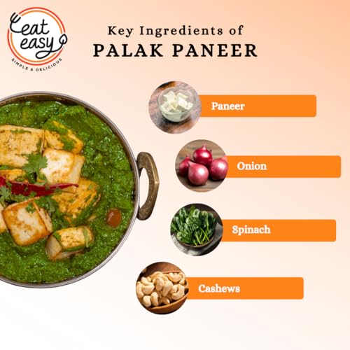 Image of Eat Easy Ready To Eat Palak Paneer- 90g (Pack of 2) After Preparation 310g | Just Add Hot Water & Cook, Ready in 10 Minute, Freeze Dehydrated Indian Meal for Camping, Travel | No Preservatives & Colours