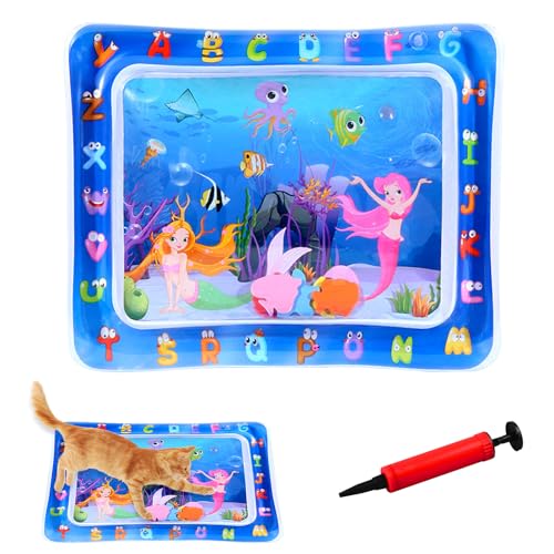 YumSur Sensorische Wassermatte Katze Wassermatte Für Katzen Im Sommer Wassersensorische Spielmatte Verdickte 55 Seide Spielwasser-Sensormatte Für Kleine Hunde Und Katzen (Style01)