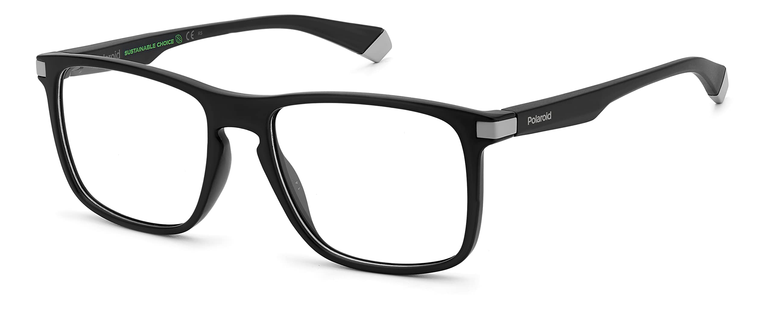 Polaroid Brille mit Sehstärke für Herren optional mit Sonnenbrillentönung oder Blaulichtfilter, Rechteckig, gefertigt aus Acetat (inklusive Brillenetui)