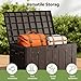 MAKE CHANGES Outdoor Storage Box - 31 Gallon Waterproof Resin Deck Box, Lockable Patio Storage Bench for Package Delivery, Cushions & Garden Tools, UV Resistant (Brown, 31 Gal)