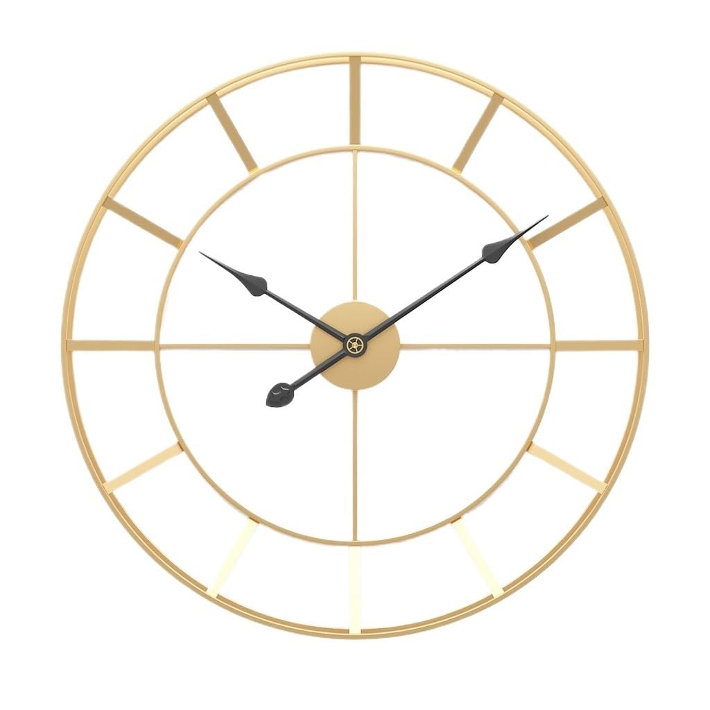 Horloge murale silencieuse en fer art pour illuminer un salon sombre avec élégance