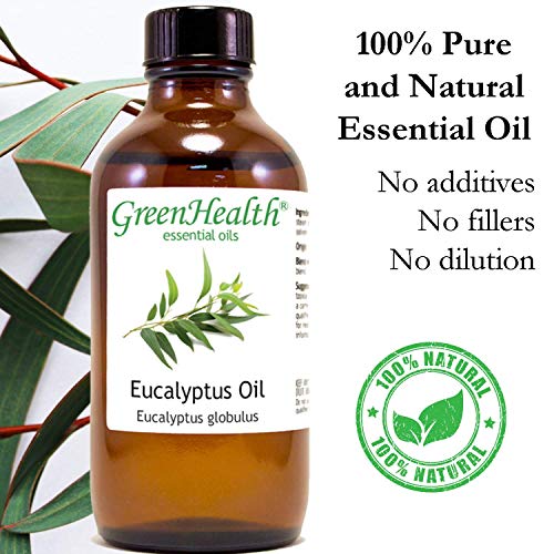 Eucalyptus Globulus Essential Oil – 16 Fl Oz (473 Ml) Aluminum Bottle W/ Plug Cap – 100% Pure Essential Oil – Greenhealth #TOP4