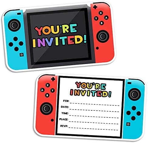 Video Gamer Birthday Party Fill In Invitations, Video Game Party Invitations, Decorations, Favors for Boys Kids, 30 Invitations + 30 Envelopes