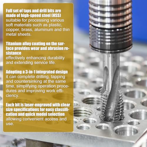 Hex Shank Titanium Plated HSS Screw Thread Metric Tap Drill Bits Screw Machine Compound Tap - image 8