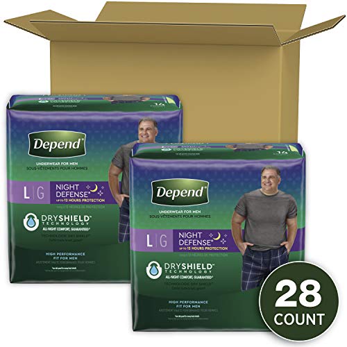 Depend Night Defense Adult Incontinence Underwear For Men, Overnight, Disposable, Large, 28 Count (2 Packs Of 14) (Packaging May Vary) #TOP1