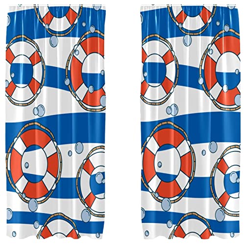 Juego de cortinas decorativas de 2 paneles con ondas azul agua para renovar ventanas de hogar 2