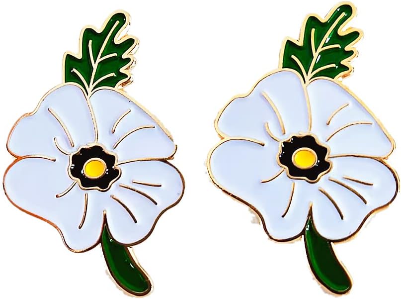 White Poppy Enamel Pin Badge Brooch Remembrance Day Peace 36 X 23 MM