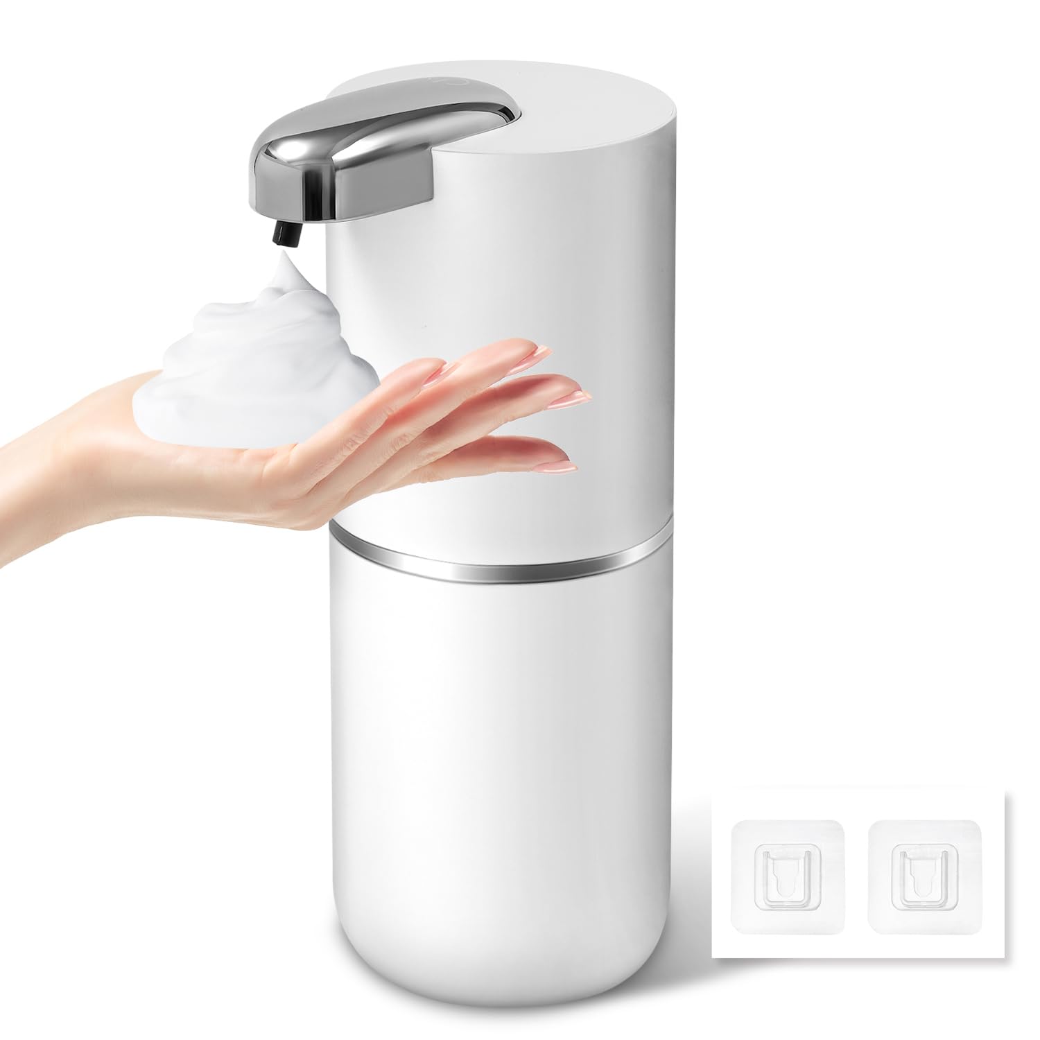 Dispensador Jabón Baño y Cocina, 4 Niveles Ajustables, Automático Suspensión, Recargable por USB, IPX5 Resistente, para Cocina y Baño