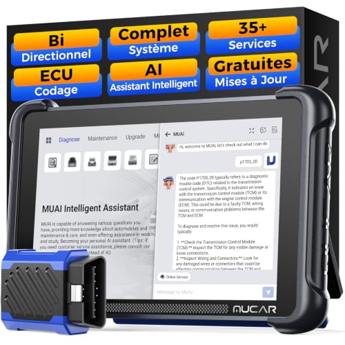 mucar 892BT Valise Diagnostic Auto, Diagnostic Intelligent par IA, Bi-directionnel, Codage en Ligne de l'ECU, Diagnostic Complet du Système, 34+ Services Réinitialisation, Guide V.A.G, CANFD&DOIP&FCA
