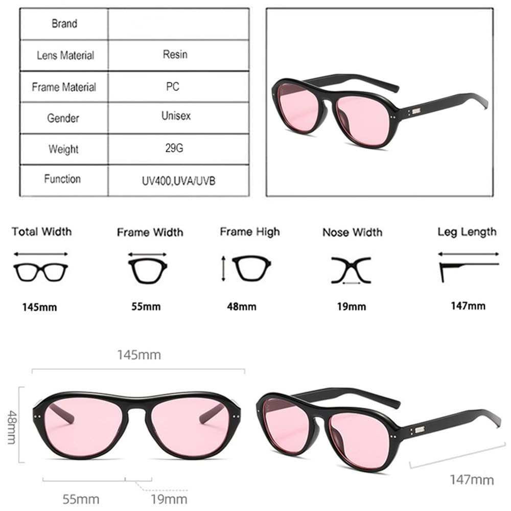 Retro Pilot Damskie Okulary Przeciwsłoneczne Moda Nity DekoracjaMęskie Punk Owalne Okulary Przeciwsłoneczne Odcienie UV400