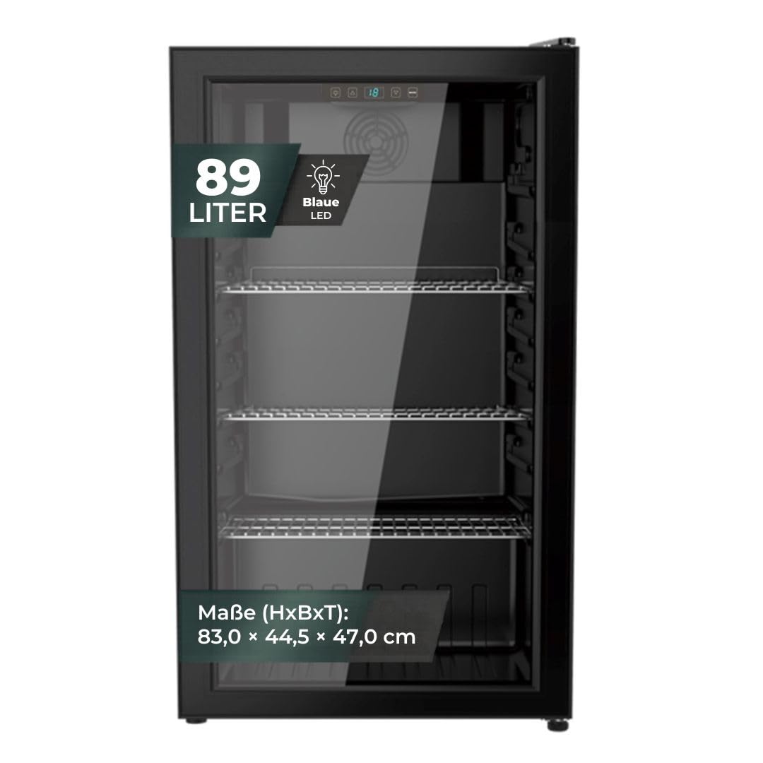 YUNA Cool-View GKS90B Glastürkühlschrank | 89 L | schwarz
