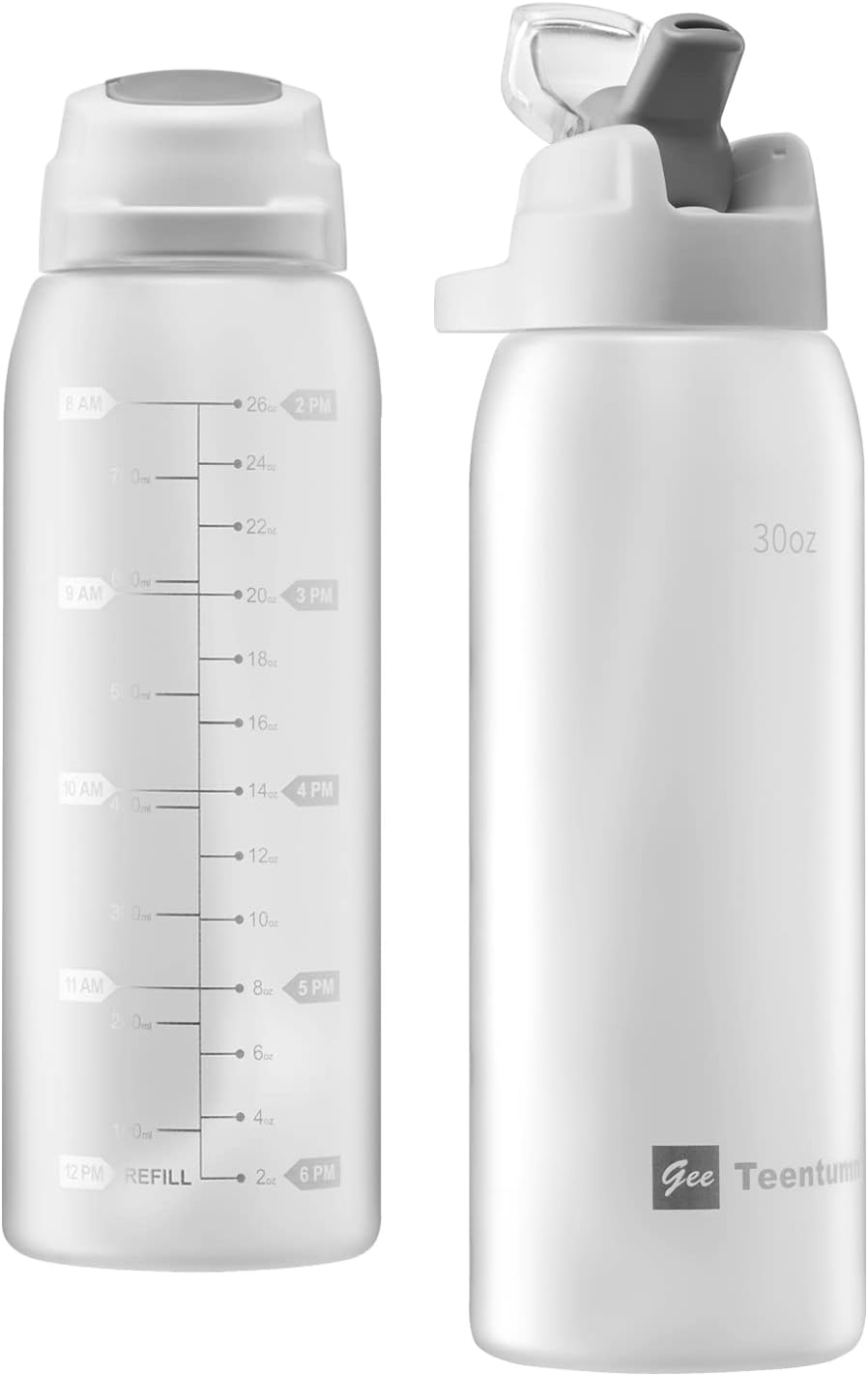 Teentumn Straw Water Bottle BPA Free Tritan with Time