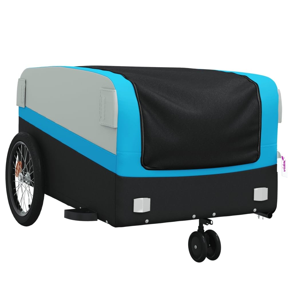 ShGaxin Remolque para Bicicleta Hierro Negro y Azul 45 kg, Remolque Bici Perro, Remolque Bicicleta De Carga - 94065