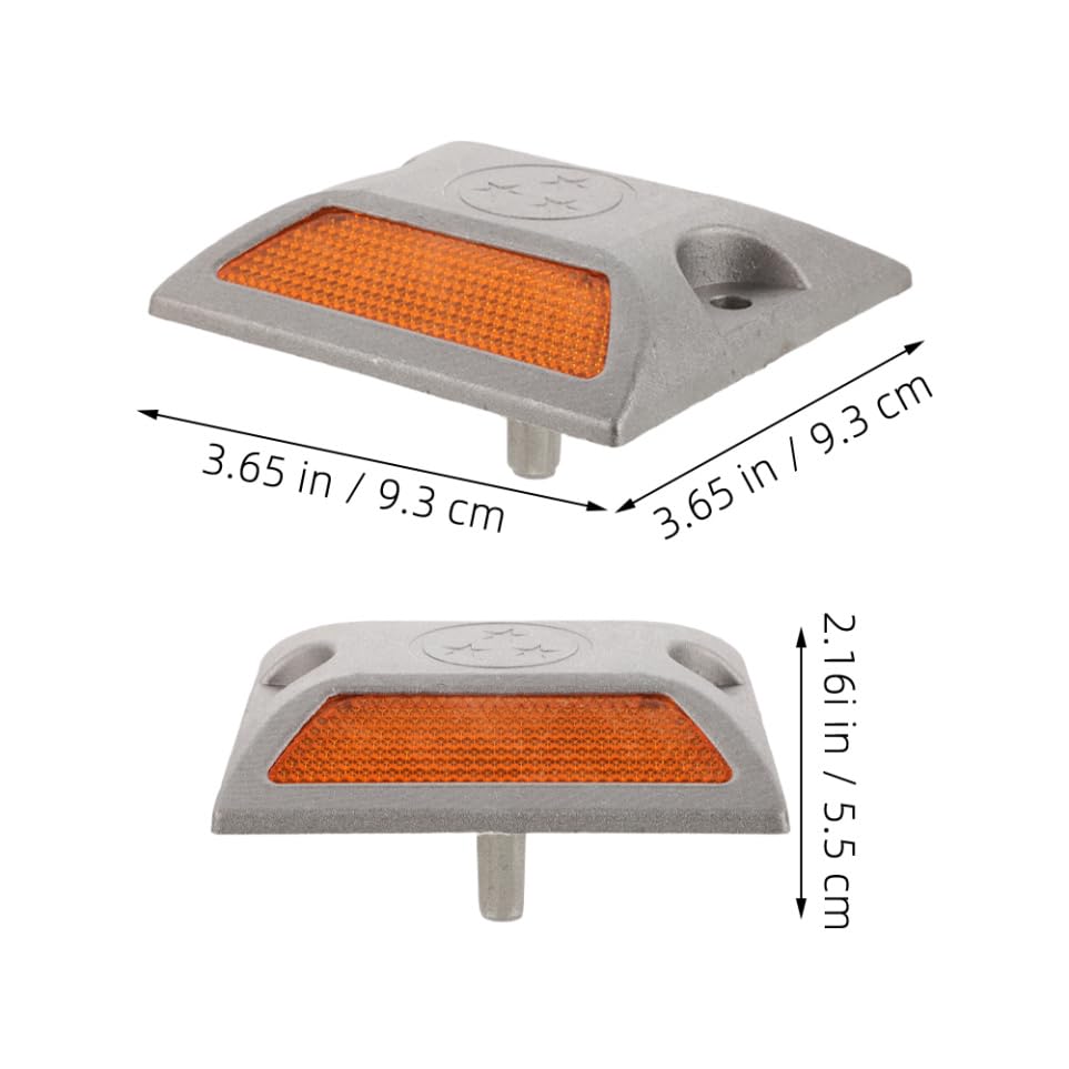 Ciieeo Tacchetti Riflettenti Stradali 4 Pezzi 3.66X3.66X2.17In Segnaletica Di Sicurezza Notturna Per Delimitazione Strade E Prevenzione Incidenti Esterna Resistente