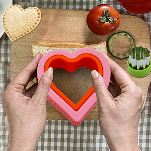 21Pcs Sandwich Cutter And Sealer For Kids,Decruster Uncrustables Sandwich Maker,Cookie Cutters Vegetable Fruit Cutter Shapes Set For Kids Lunch Bento Box With Heart,Star,Dinosaur,Unicorn,Etc (Red2) #TOP3