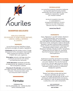Kouriles® Shampoo Antiforfora Delicato per Dermatiti Seborroiche, Irritazioni del Cuoio Capelluto o Crosta Lattea Neonatale con Climbazolo, Phlorogine, Vitamina E e Acido Ialuronico (100 ml)