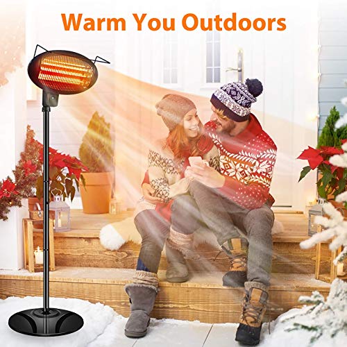 Patio Heater-1500W Outdoor Heater,Outdoor Patio Heater,Outdoor Electric Heater,Infrared Heater,w/3 Power Levels Patio Heater For Overheat Protection,Tip-Over,LED display,Weatherproof,Garage,Garden - Thumbnail 3
