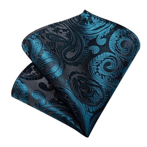 Image of DiBanGu Mens Paisley Tie Set Silk Woven Jacquard Necktie and Pocket Square Cufflinks Gift Set for Wedding Bussiness