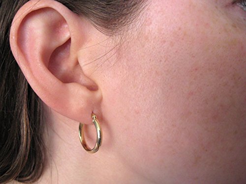 Small 14K Yellow Gold Half Round Tube Hoop Earrings.70 In (18Mm) (2.75Mm Tube) #TOP1