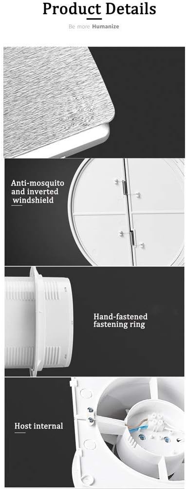 Industrial Ventilation Extractor Ventilation Extractor Silent Exhaust Fan Extractor Fans for Window or Wall Mounted Bathroom Quiet Ventilation Fan Household Ventilator, 6 Inches for Hotel Ventilation