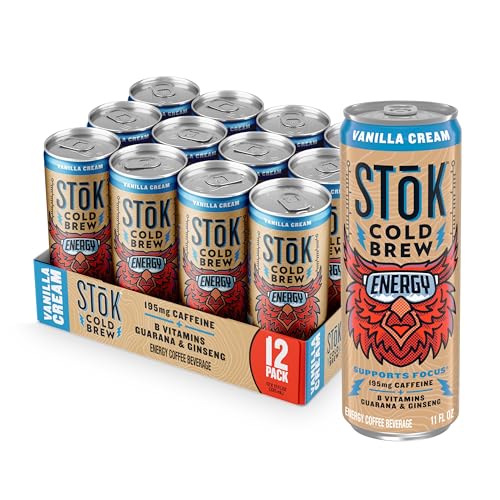 SToK Cold Brew Energy Vanilla Cream, Energy Coffee Beverage with