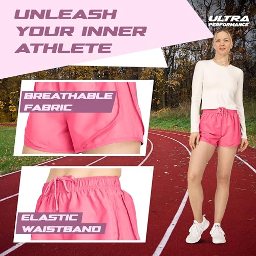 Ultra Performance Women's Running Shorts 4-Pack Athletic Workout Gym Shorts for Women, with Brief Liner3