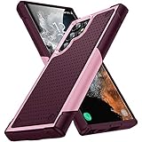 TORRTOWAY Designed for Samsung Galaxy S22 Ultra Case Gift Militay Grade Drop Protective Rugged Heavy Duty Cover Shockproof Case for Galaxy S22 Ultra Phone Case for Women Men boy Girl (Pink+Rose Red)