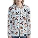 Biyejit Damen Neuheits-Print Reißverschluss Kapuzenpullover Langarm Sweatshirt-Jacke mit Tasche, XXL