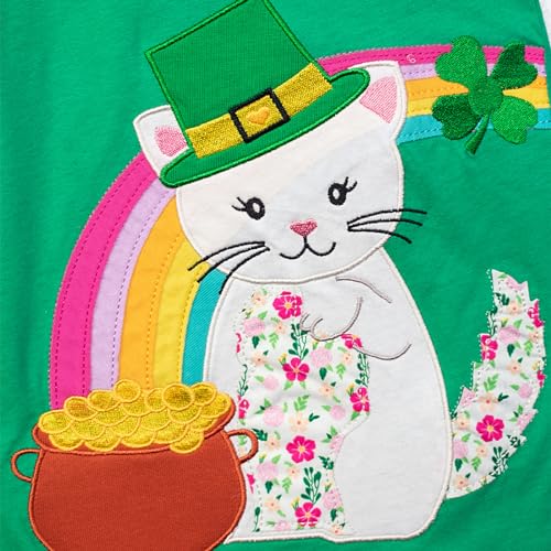 Image of HILEELANG Little Girl Short Sleeve Dress Easter Cotton Casual Applique Tunic Shirt Dresses