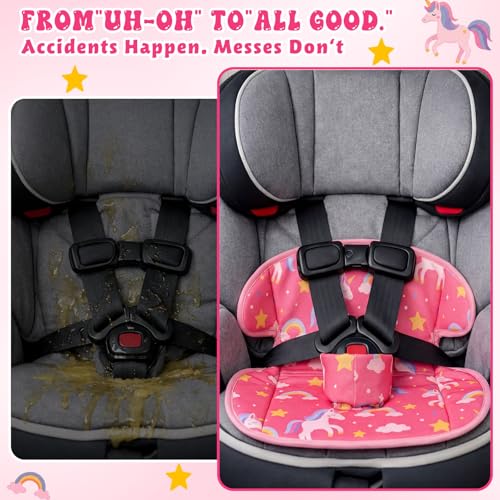 Datanly 2 Pack Potty Training Car Seat Protector Waterproof Soft Piddle Pad for Baby Stroller Pink Unicorn Heart Shape Leak Proof Non Slip Car Seat Liner for Baby Infant Toddler Girl Toilet Training - Thumbnail 5
