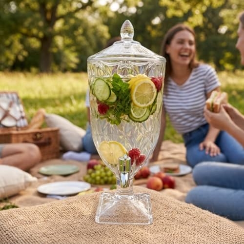 Suqueira 4,5L Transparente P/Bebidas - Ideal para água, suco, refrigerante - Casa, Buffet,...